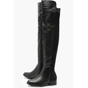 Boohoo croc thigh high boots size 8
